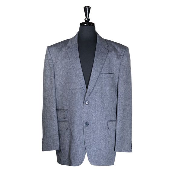 Mens Blazer Blue Wool Twill Dress Formal Suit Jacket Wedding Sport Coat 48R